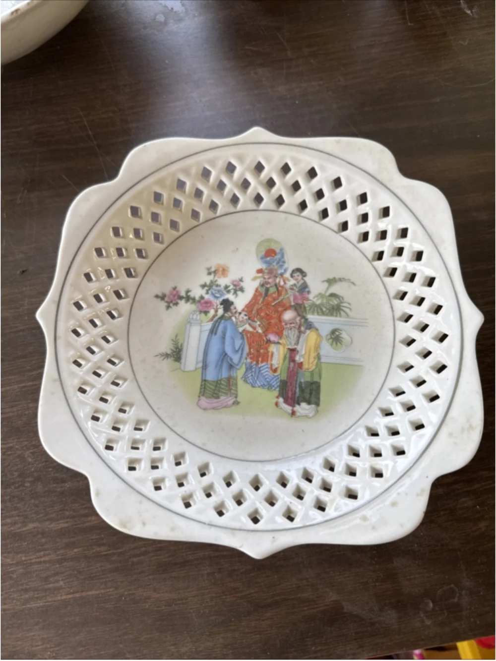 Furnishing Porcelain Wares Lattice Fruit Bowl Asian Chinese